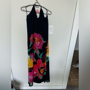June & Hudson Nordstrom Black Tropical Floral Maxi Dress